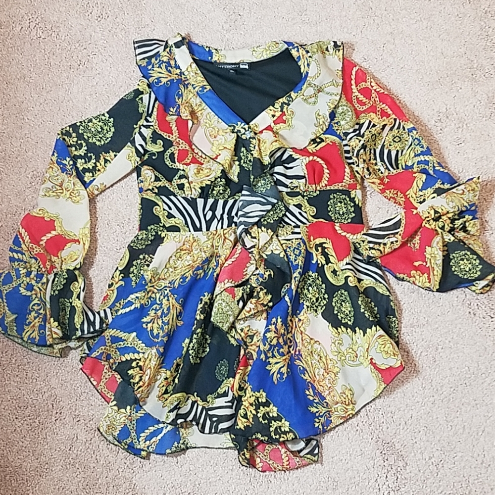 Anthony size 6 ruffled front long sleeve b…